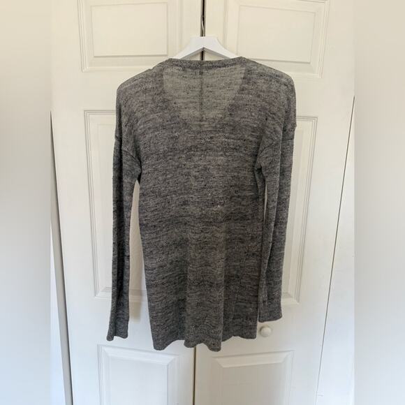 Vince Linen V-Neck Sweater Gray Heather Long Line Tunic Size XS - Picture 8 of 8